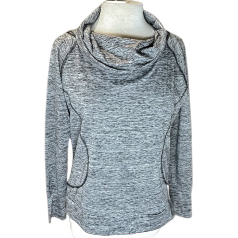 Series 8 Fitness MSRP $42 Cowl Neck Gray Activewear Sweatshirt Quick Dry Top LG